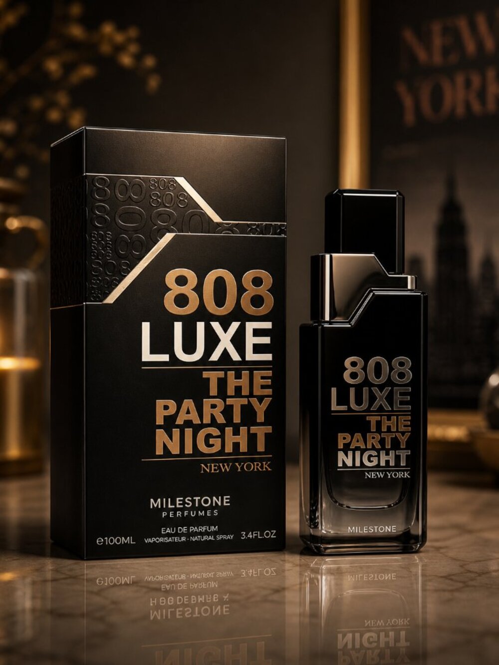 MILESTONE 808 Luxe The Party Night Eau de Parfum For Men 3.4 Oz 100ml